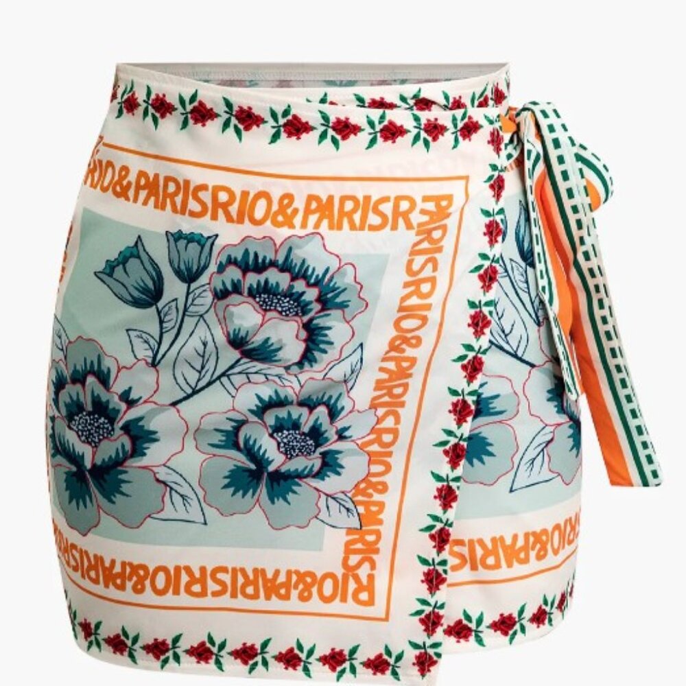 Floral Print Wrap Knot Mini Skirt